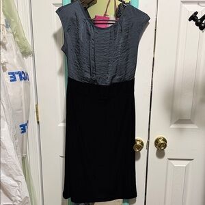 AB Studio Two-Tone Grey & Black Midi Dress - Size 6 - Like New